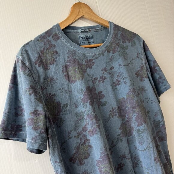Vintage y2k Abercrombie & Fitch Garmen Dyed Floral Print T-shirt Top Sz L - Picture 11 of 14